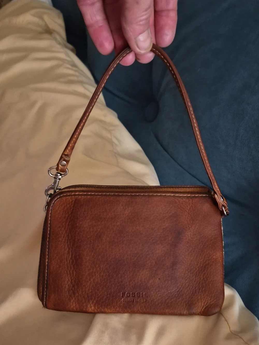Vintage Fossil Boho Leather Wristlet Wallet Pouch